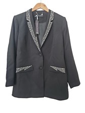 Brenda Edwards Black Embellished Collar/pockets Blazer Jacket Size 16 - New