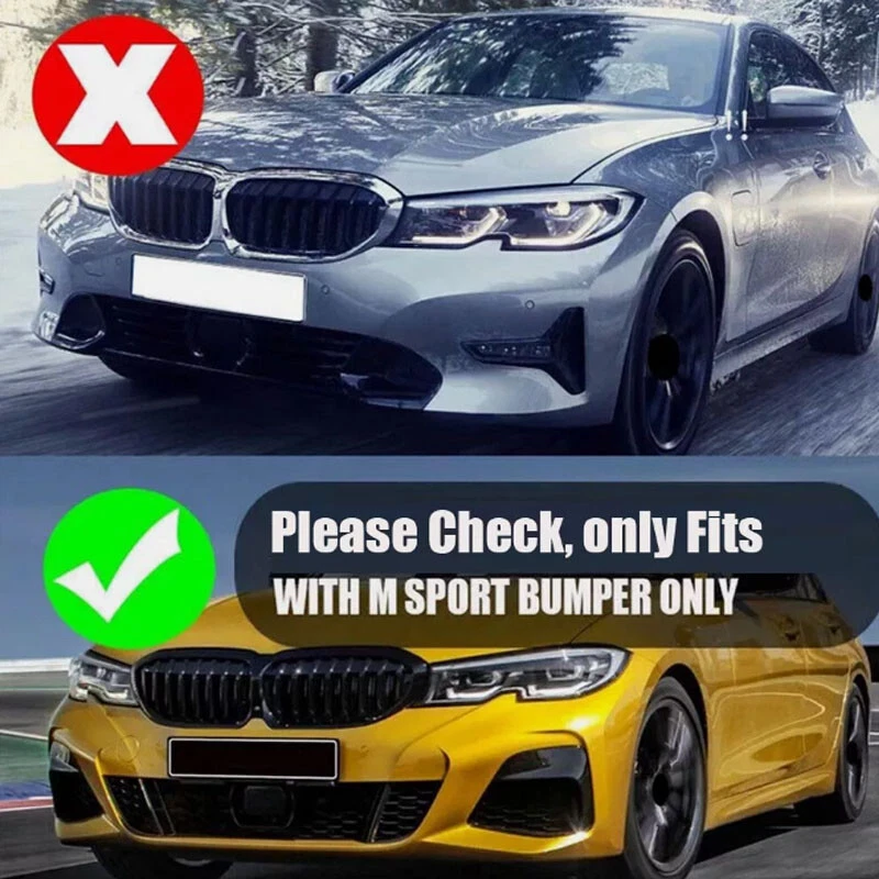 For BMW G20 330i M340i M Sport 2019-22 GT Style Gloss Black Front Bumper Lip Kit - Image 3 of 4