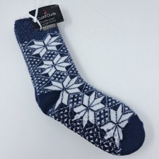 NWT Cuddl Duds Double Layer Lounge Socks Size 4-10 Blue Plushfill Holiday Winter