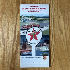 Texaco Map Maine New Hampshire Vermont Manchester 1964 Gas Oil Advertising