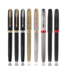 JinHao 75 Brass Fountain Pen Stainless Steel Fine 0.5mm Nib Executive Office #MJ