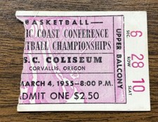 RARE 1970 NCAA Basketball Ticket Pacific Coast Conference Championships