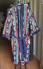 VINTAGE Plush Cotton Bath Robe STAFFORD KNIGHTSBRIDGE Geometric Southwest Belted