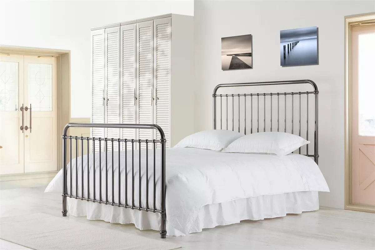Black Nickel Traditional Victorian Metal Bed Frame Bedstead 4ft6
