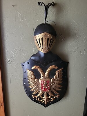 Knight Armor Wall Hanging Decor Double Headed Eagle Crest Coat Of Arms Vintage