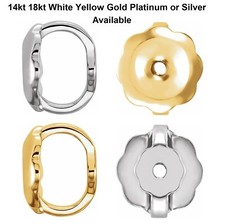 14K 18K Gold Platinum or Silver 4.5mm Threaded Screw Earring Backs Nut .032"Pair