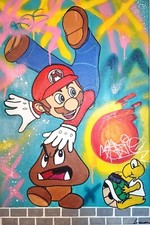 Tableau Mario street art sur toile "Mario's escape" de CaronArt