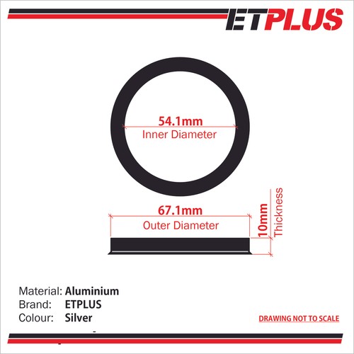 Metal Spigot Rings 67.1 - 54.1 (67.1mm -54.1mm) Aluminium Wheel Hub Centre Rings - Picture 2 of 3