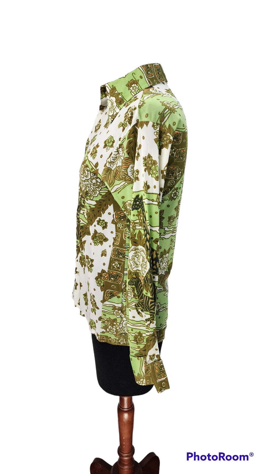 Safari Pattern Polyester Button-Down Retro Shirt … - image 3