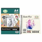 Set of A4, 7"x7" Sketch Pads Spiral Book 130gsm Cartridge Paper Drawing Art Book
