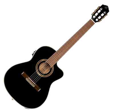 Thinline Konzertgitarre von Ortega RCE138-T4BK Black Tonabnehmer Gigbag