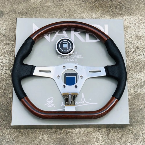 Volante de madera con radios para juego deportivo de carreras universal en forma de D JDM de 14 pulgadas - Imagen 4 de 13