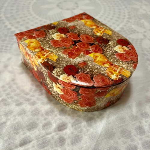 Vintage Yellow Pink Roses 90s Floral Garden All Over Print Keepsake Jewelry Box - Picture 8 of 9