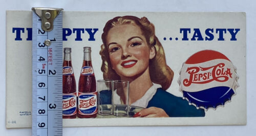 PEPSI:COLA Ink Blotter Unused Tempty Tasty Soda Girl Adv Sign C-131 Heyden DD - Picture 4 of 6