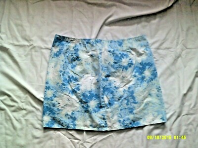 So Blue / White Floral Tie Dye Mini Skirt 100% Cotton Juniors Size 7