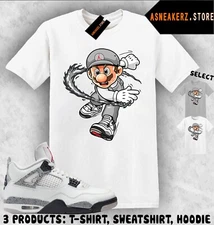 Shirt To Match AJ 4 White Cement 2025 Sneaker Matching Sneakerhead Mario T-Shirt