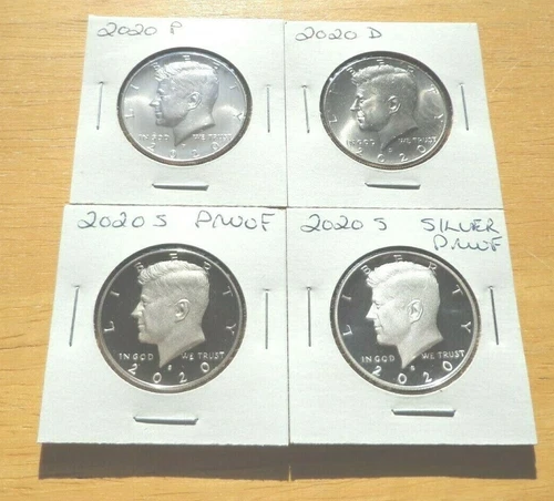2020 P D S S Silver & Clad Proof Kennedy Half Dollar 4 Coin Set PDSS