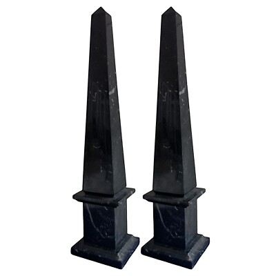 Paar Obelisken aus schwarzem Marmor Marquinia Skulptur Home Decor Design H 25 cm