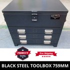 <!--F#f_0-->Black Steel Toolbox 759mm Truck Box Ute Box Industrial With 3 Drawers & Trays<!--F/-->