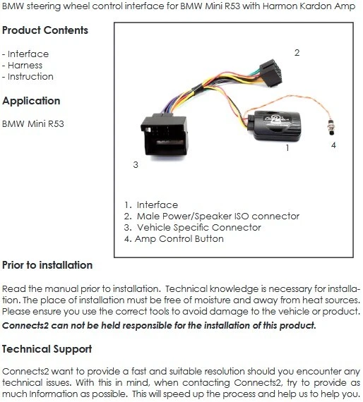 für Mini Cabrio Cooper S R52 Harman Kardon Auto Radio Adapter Lenkrad Adapter - Bild 4 von 4