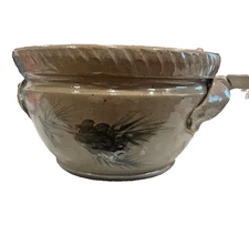 Rowe Pottery Works 9" Round Casserole/Baking Dish Handles Salt Glaze Rare