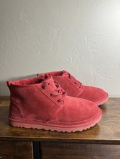 UGG Neumel Chukka Boots Womens Size 8 Samba Red Suede Shearling Lace Up