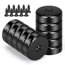 Image of 10 Pieces Black Neodymium Magnets, 25 x 8 mm Strong Pot Magnet Round Hole