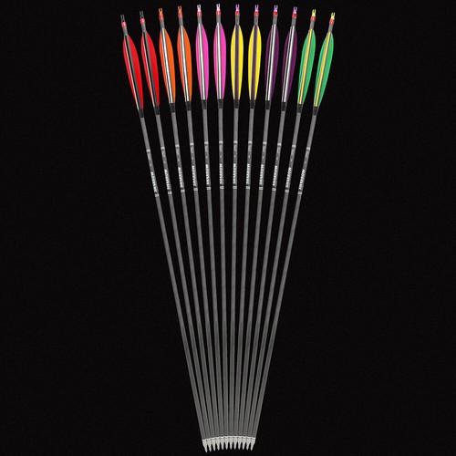 30" Carbon Arrows SP400 ID6.2mm 6" Turkey Feather Bow Hunt Archery Target Shoot - Picture 6 of 9