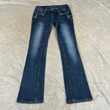 Grace in LA Jeans Womens 28 Boot Cut Embroidered Back Flap Pocket Dark Wash