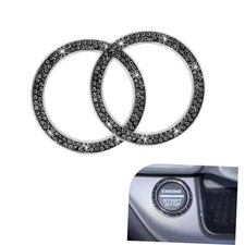Crystal Car Engine Start Stop Decoration Rings Bling Rhinestone 2 PCS Black