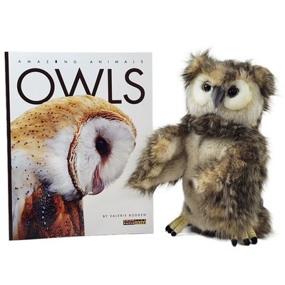 Owl Hand Puppet and Book Set Animal Educational Reading Imaginative Play Hansa