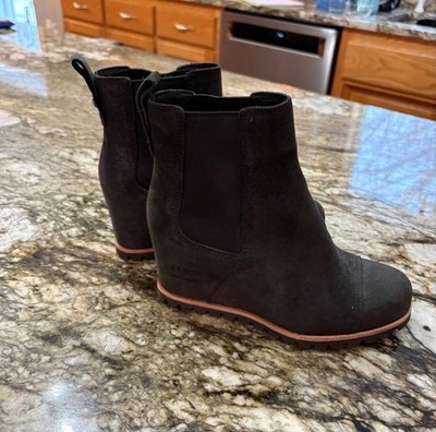 UGG Pax Waterproof Nubuck Black Wedge Booties Womens 5.5 Black 