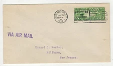 OLD AIRMAIL FDC 1927 20c MAP STAMP C9 BY WORDEN CV $100