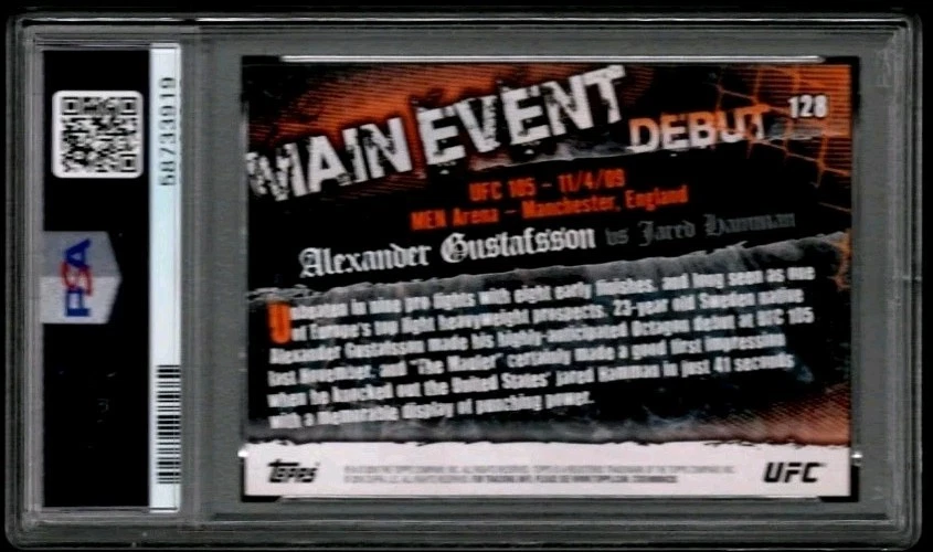 2010 Topps UFC Alexander Gustafsson Rookie RC Debut 1st Card PSA 10 #128 - Image 2 of 2