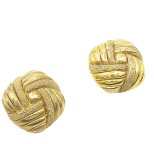 Authentic ITAOR 925 Silver Vintage Shiny Gold Plated Hollow Non Pierce Earrings EG9425