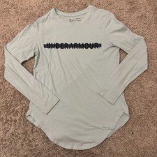 Under Armour Long Sleeve Shirt Women s Small Shirttail Logo Mint Loose Heatgear