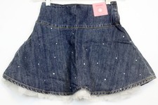 2008 Gymboree Winter Snowflake Denim Skirt Tulle Rhinestones Flare sz 5 Lined
