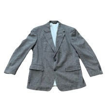 Brooks Brothers Sport Coat Blazer 42R Houndstooth Black Tan 2 Button USA Vintage