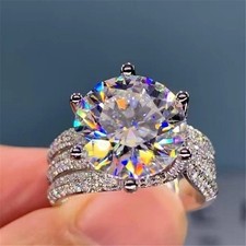 5 Carat Brilliant D Color VVS1 Clarity Moissanite Engagement Ring 925 Silver