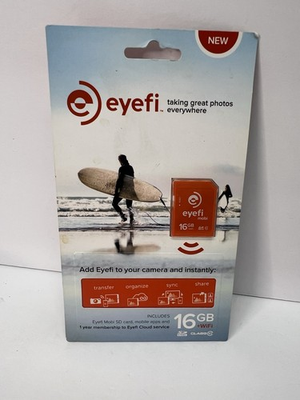 #ad Eyefi Eye Fi Mobi Pro 16GB Wifi Class 10 SD HC Orange Memory Card Sealed $85.00
