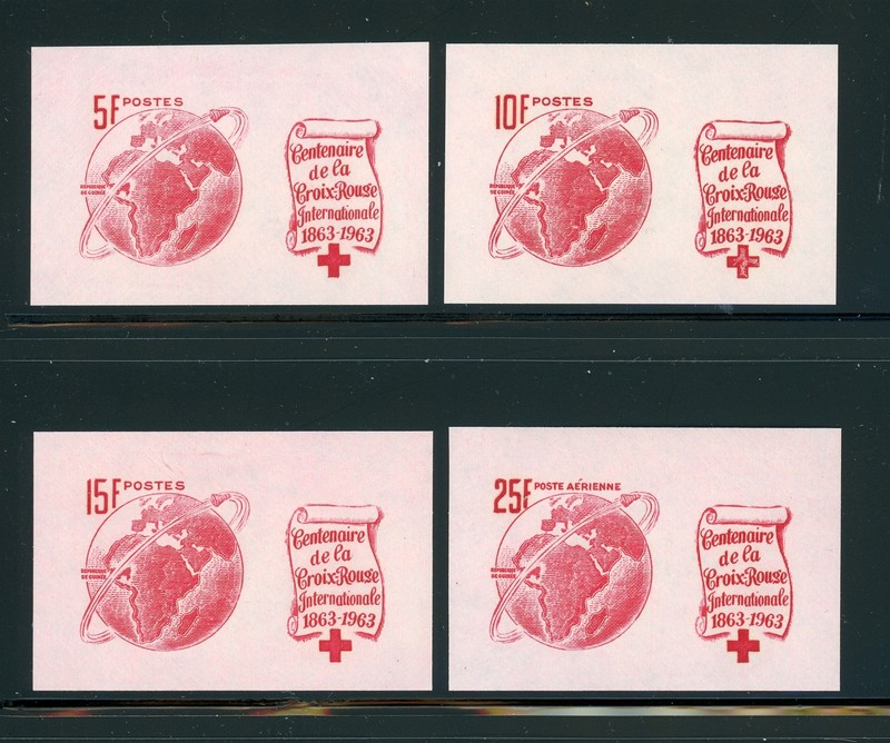 GUINEA Red Cross SPACE Specialized: Scott #309//C50 IMPERF PROOFS Vignettes $$$