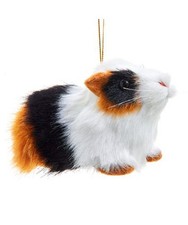Kurt Adler Furry Guinea Pig 6" Black/Brown/White Plastic  Polyester Ornament