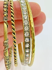 Premier Designs Jewelry Antique gold Bangle Bracelets Set Of Four New
