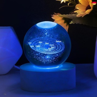 HOTUT 3D Kristallkugel Nachtlicht, Sonnensystem Planeten Kristallkugel, USB