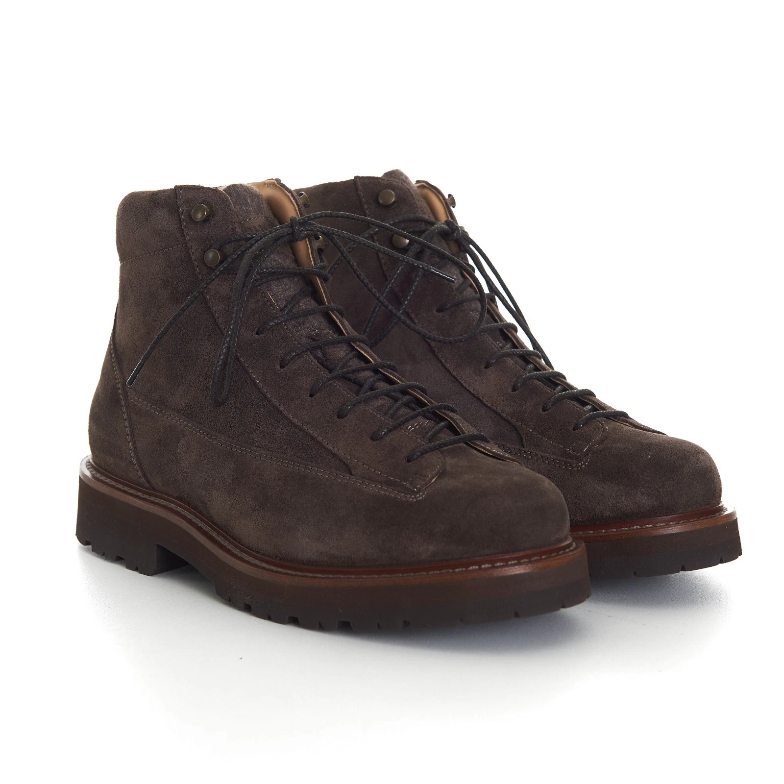 Brunello Cucinelli — BRUNELLO CUCINELLI 1450$ Waxed Suede Urban Outdoor Boots - Cashmere Blend Insert