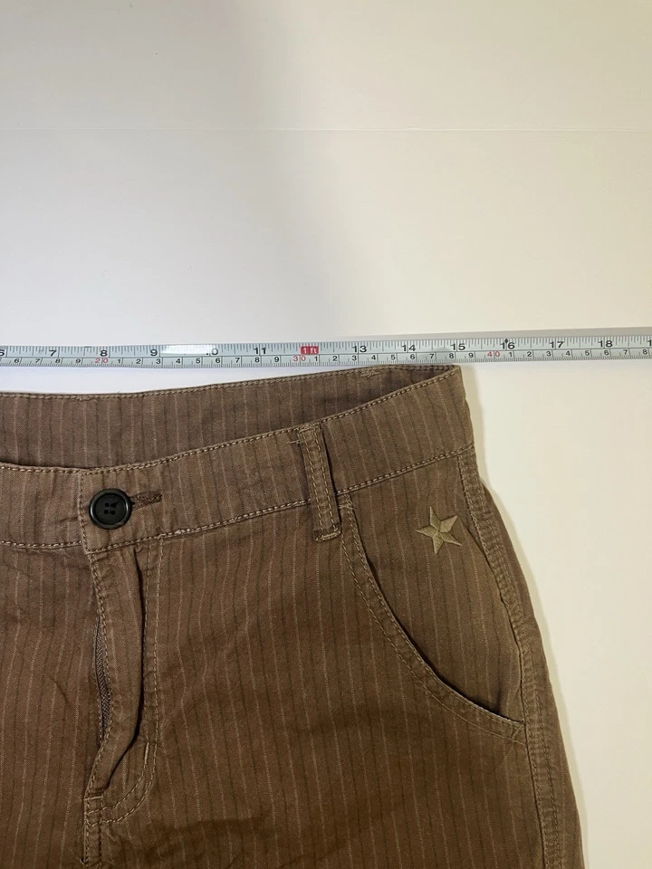 Y2K Converse Mens M Shorts Penstripe Embroidered Star Brown - Image 3 of 4