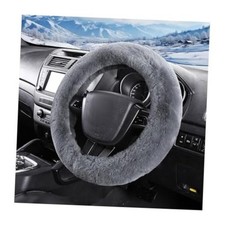 Car Fuzzy Steering Wheel Cover, 15 inch Fluffy Soft Steering Wheel Gray