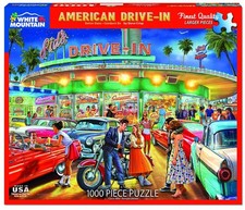 White Mountain Puzzles American Drive In 1000 Piece Jigsaw Puzzle NEW Sealed USA
