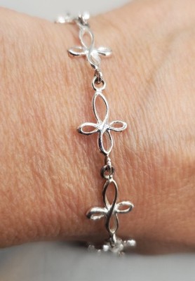 LA 925 Sterling Silver Cross Link Bracelet 7.5''