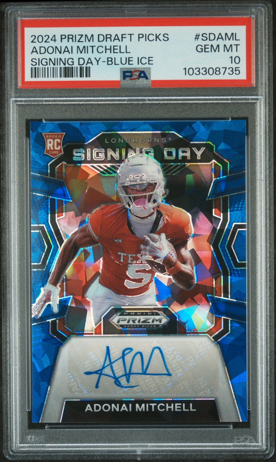 Adonai Mitchell Panini Prizm Draft Picks Signing Day #SDAML Blue Ice